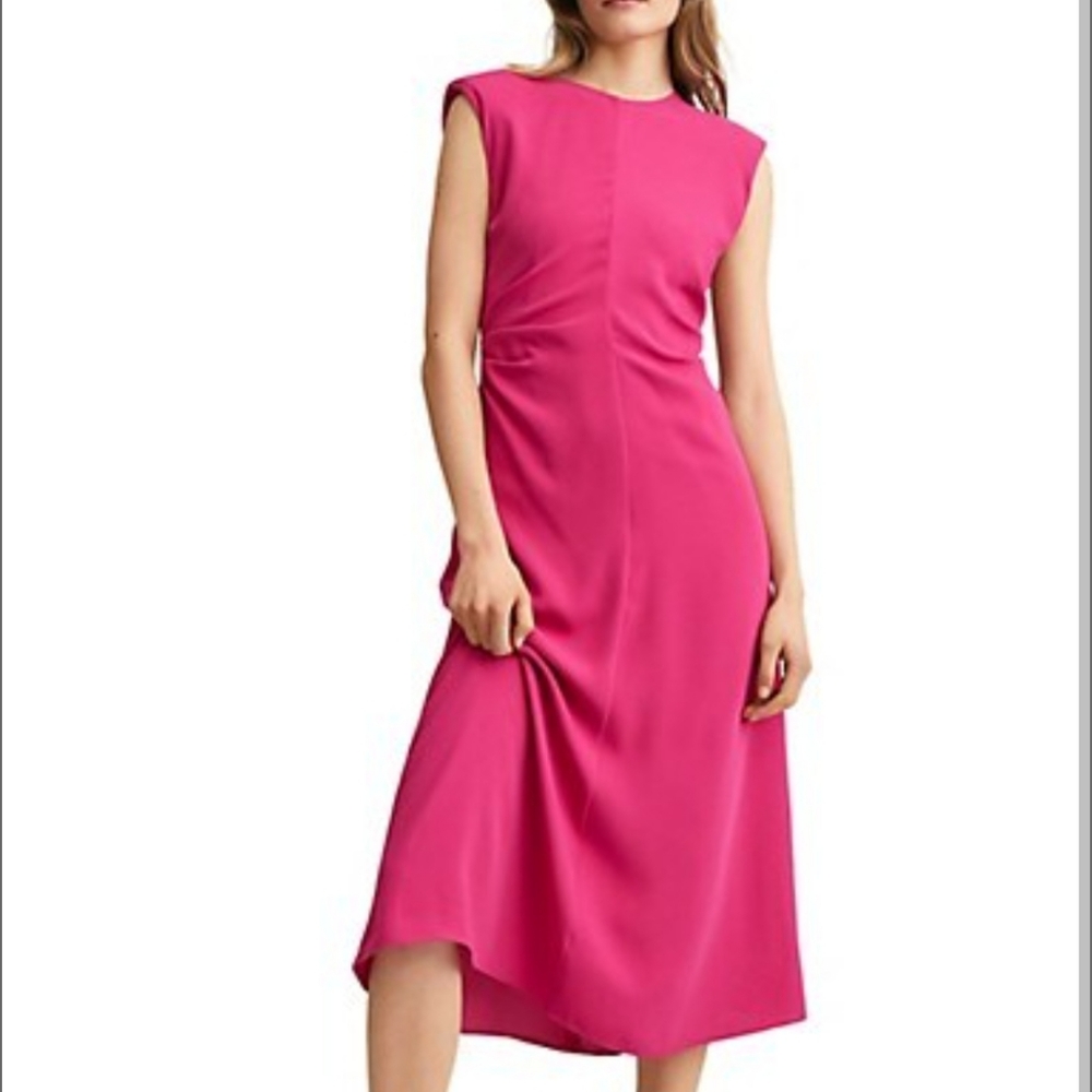 Mango Delia Gathered A-Line Midi Dress size 2